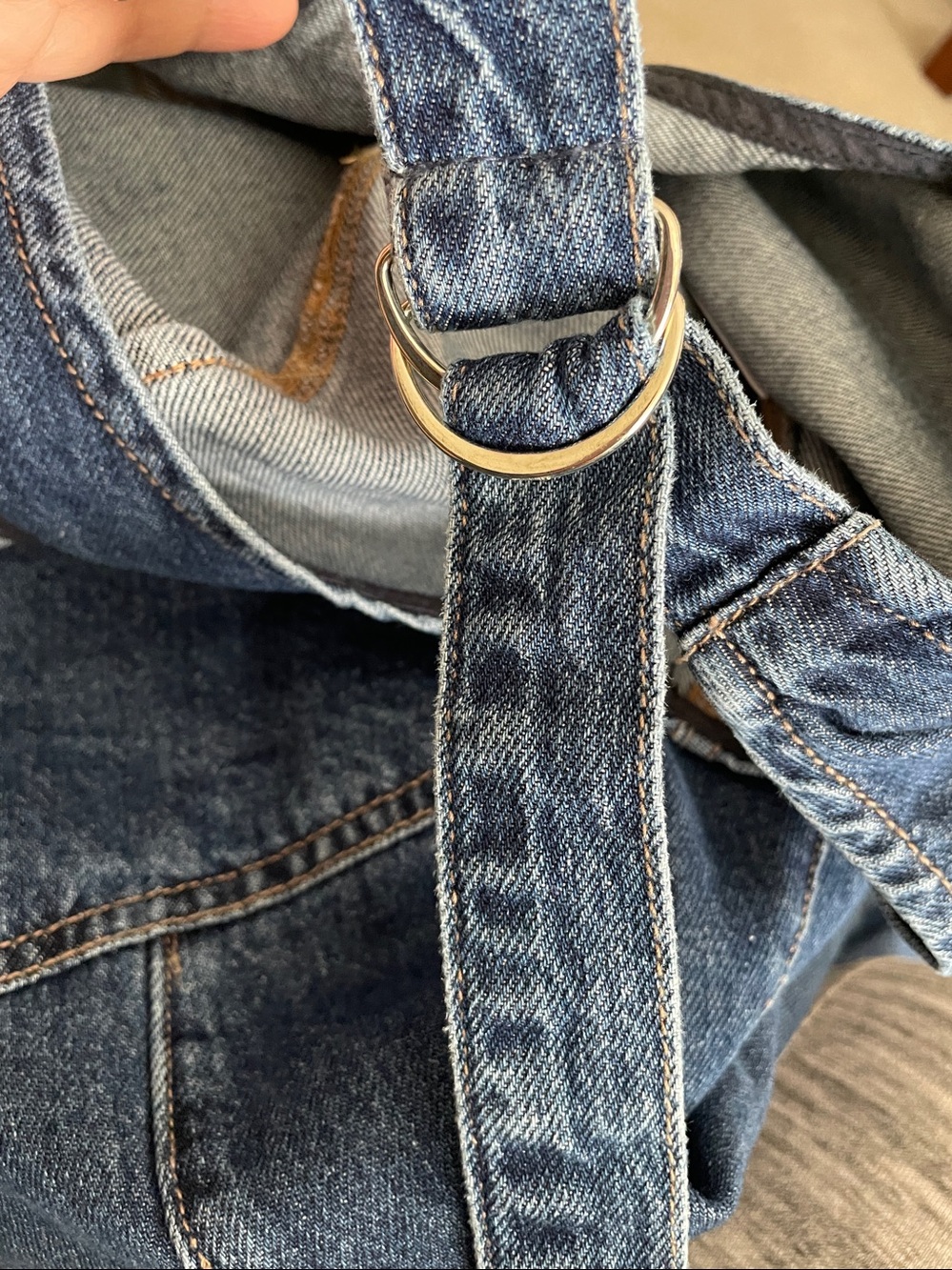 Free People We The Free High Roller denim overalls jumpsuit pockets scoop neck L - Picture 11 of 11
